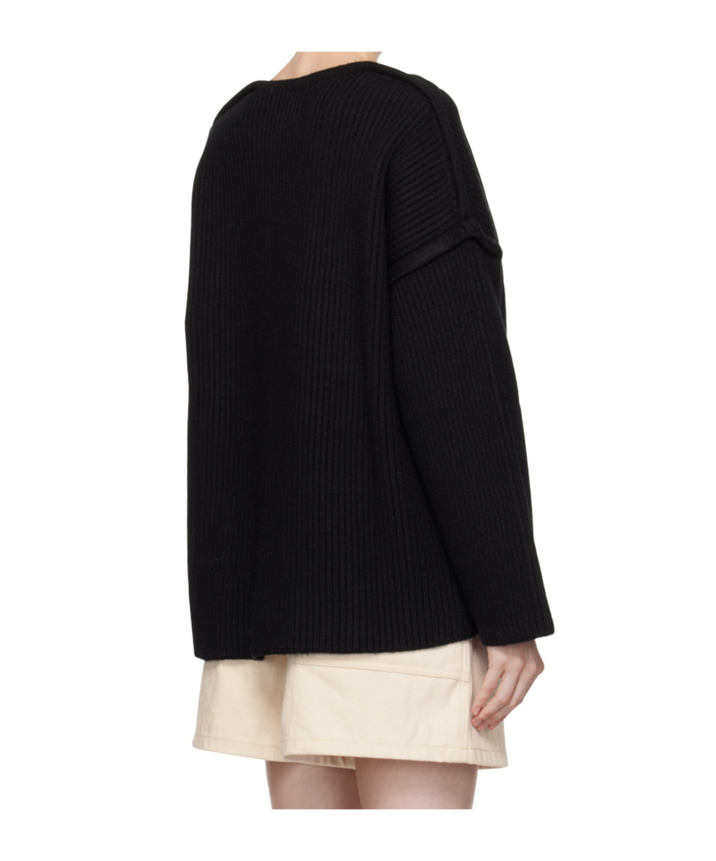 Jil Sander Wool Sweater With Oversized Sleeves And Dropped Shoulders In Black
