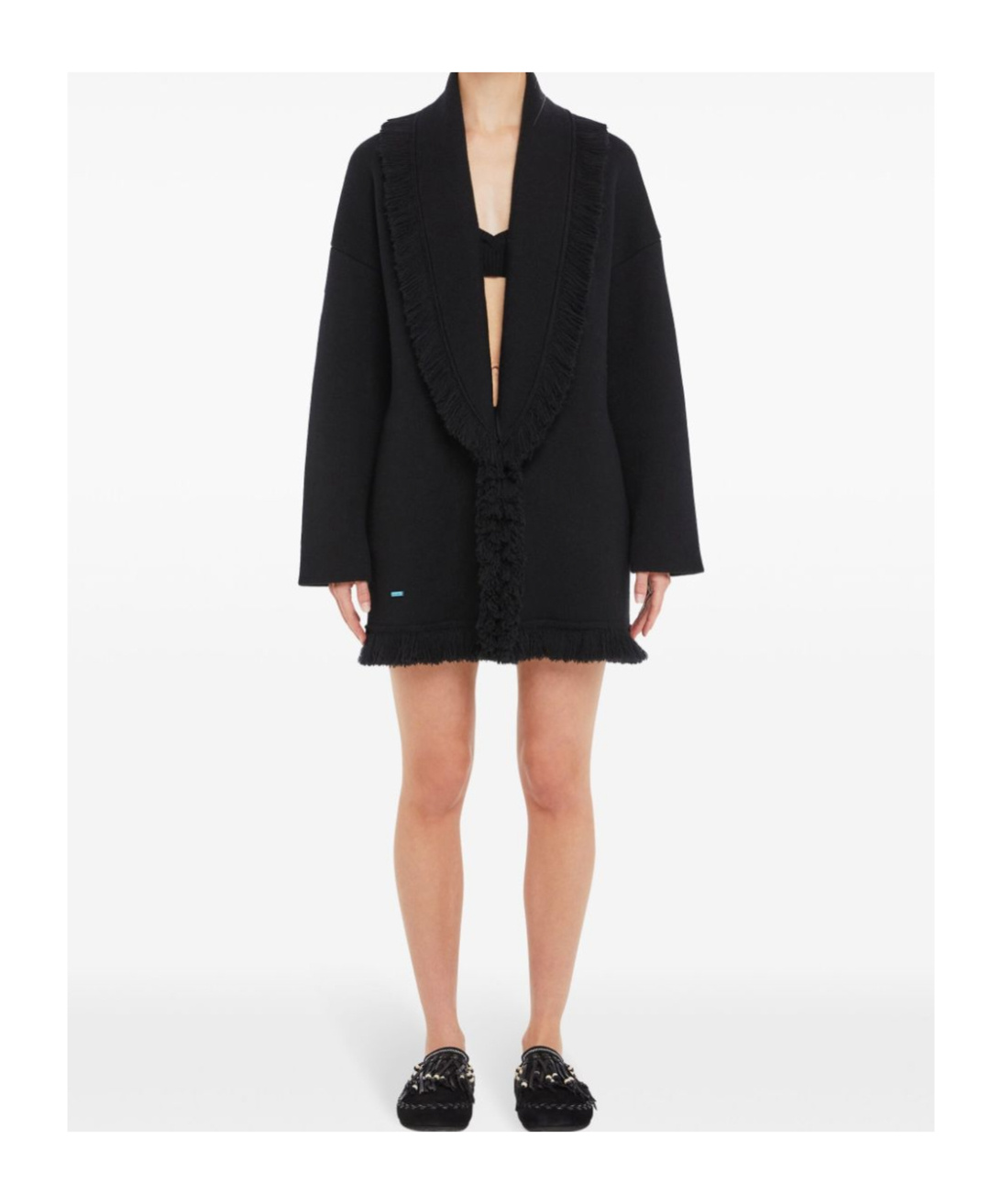 Alanui Fringed-edge Cashmere-blend Cardigan In Black