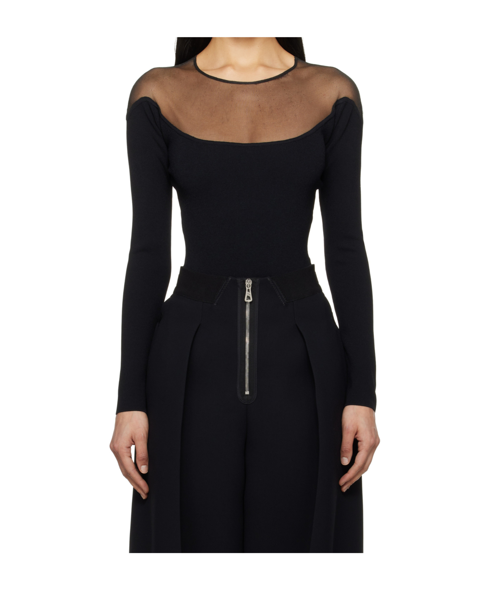 Mugler Long Sleeve Jumpsuit In Black