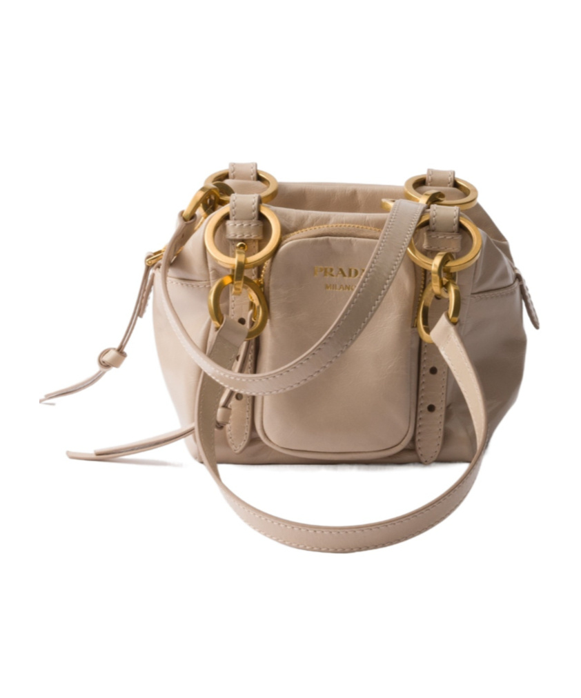Shop Prada Dangle Leather Top-handle Mini-bag In Nude Pink