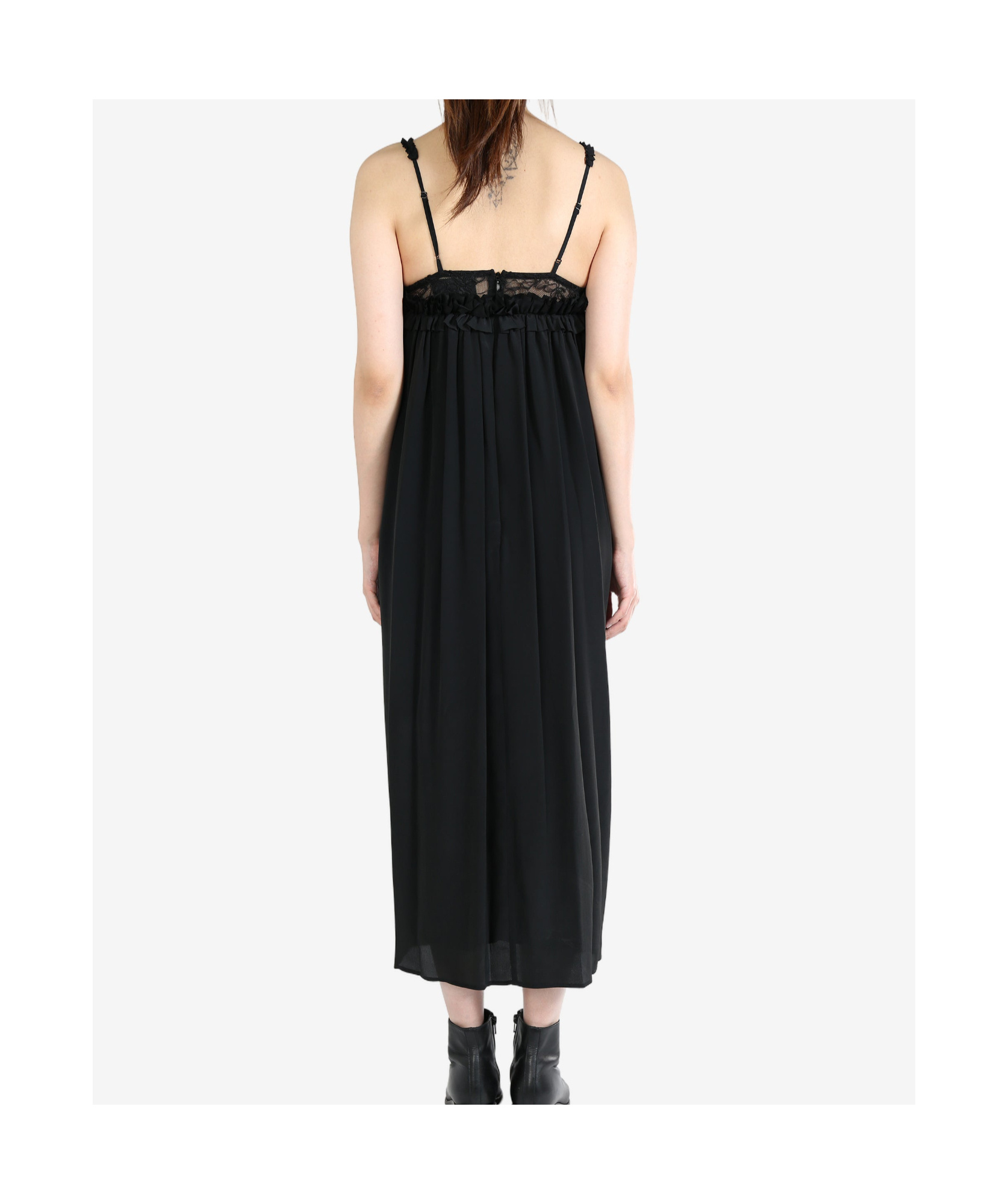 Simone Rocha Lace-up Satin Dress In Black