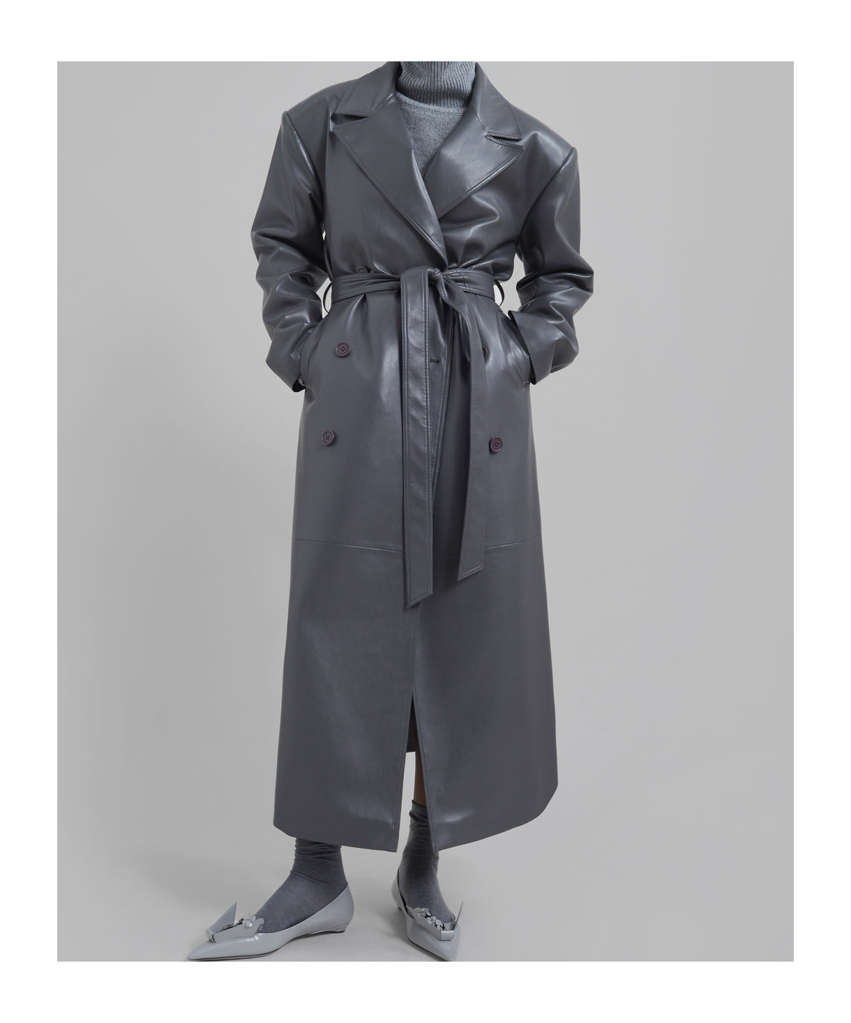 The Frankie Shop Tina Faux Leather Trench Coat