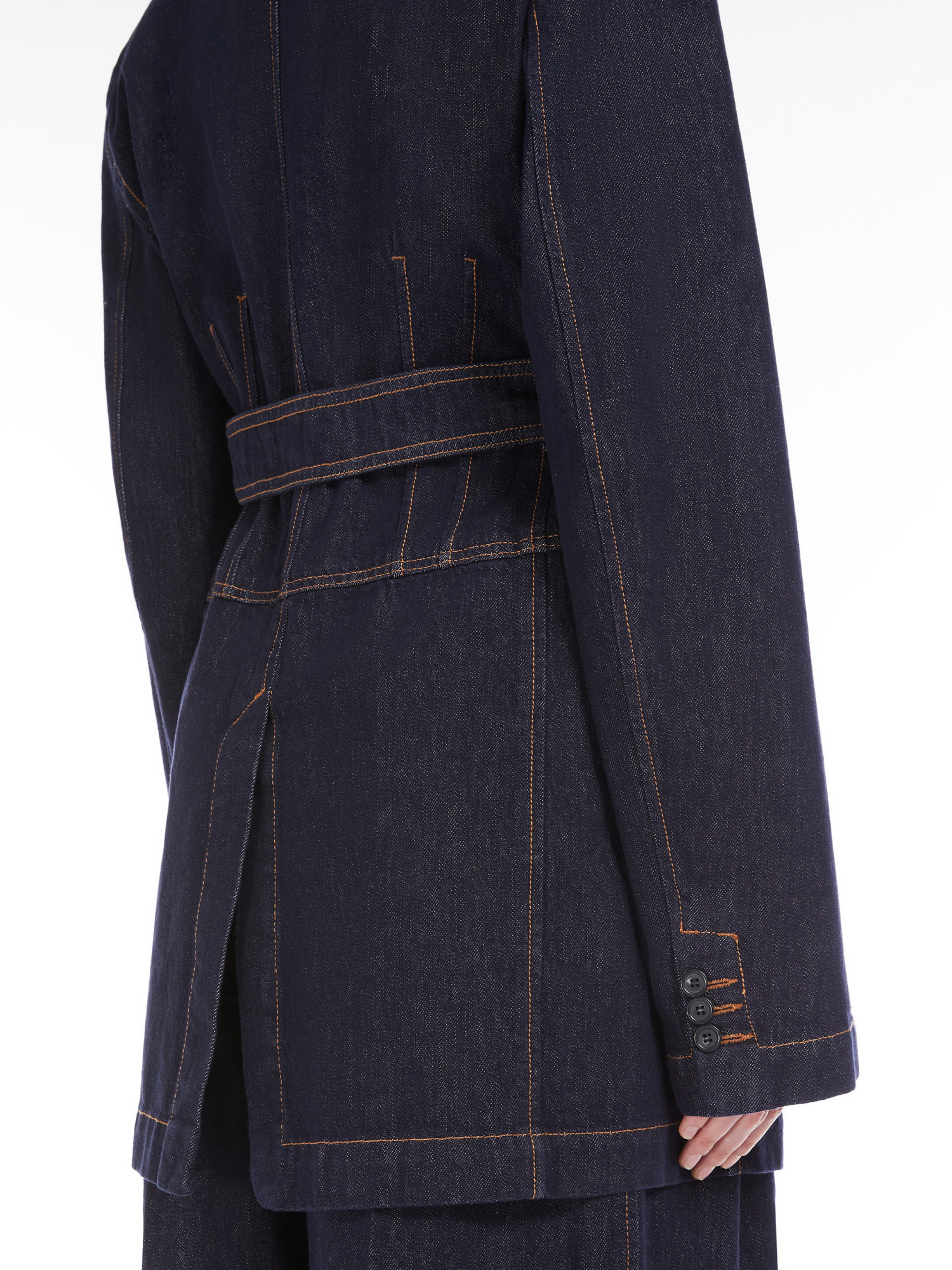 Sportmax Waist Belted Longline Jacket With Notched Lapels In Black