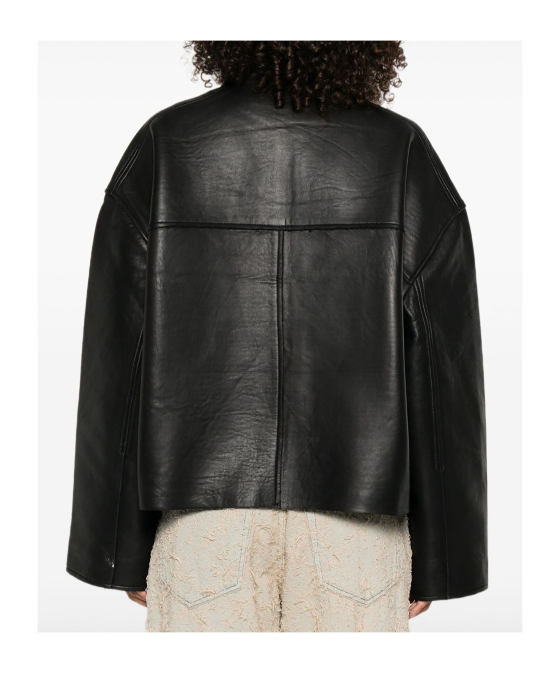 Remain Birger Christensen Long-sleeved Leather Jacket In Black