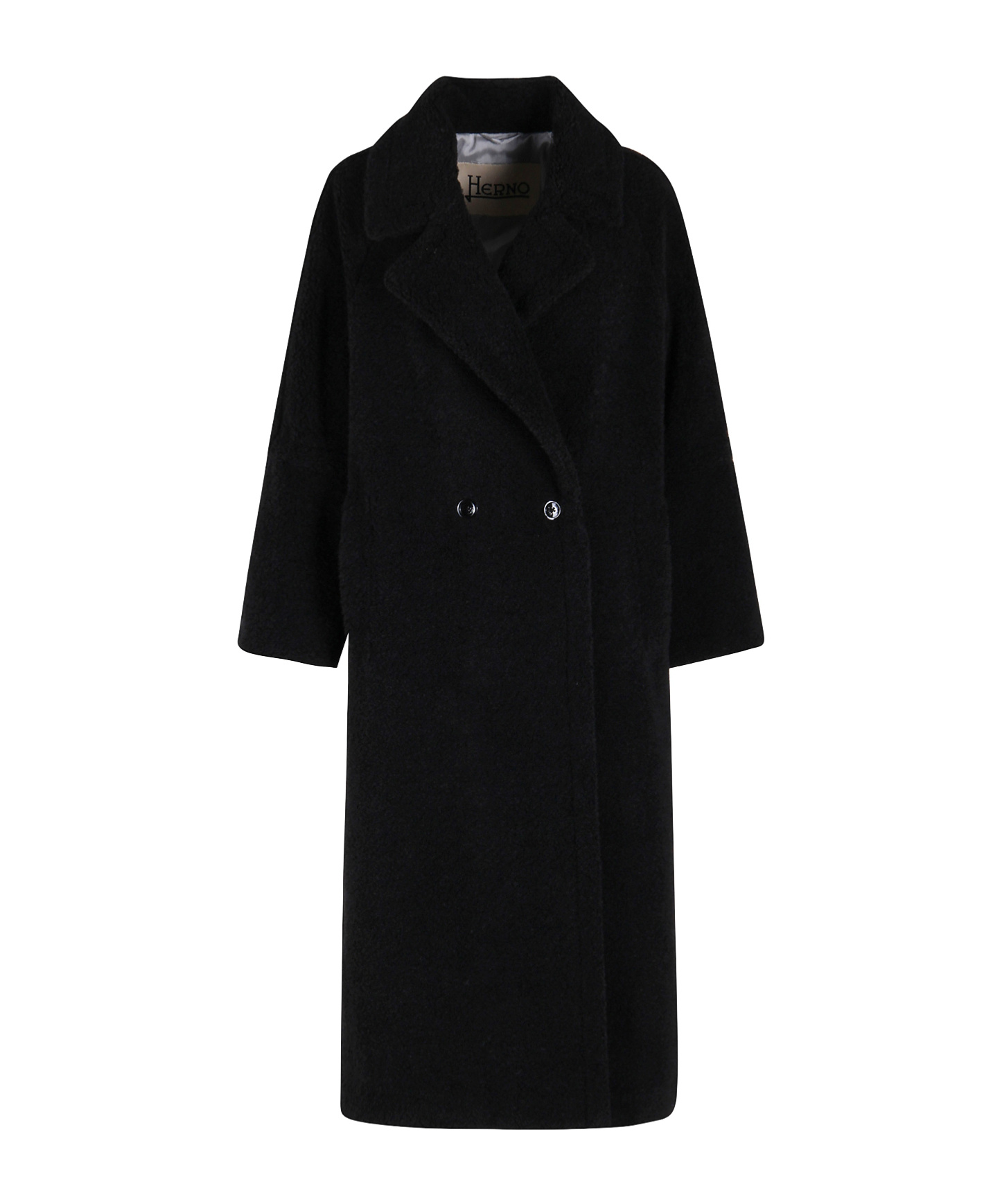 Herno Double Breasted Coat Wide Sleeves Lapel In Black