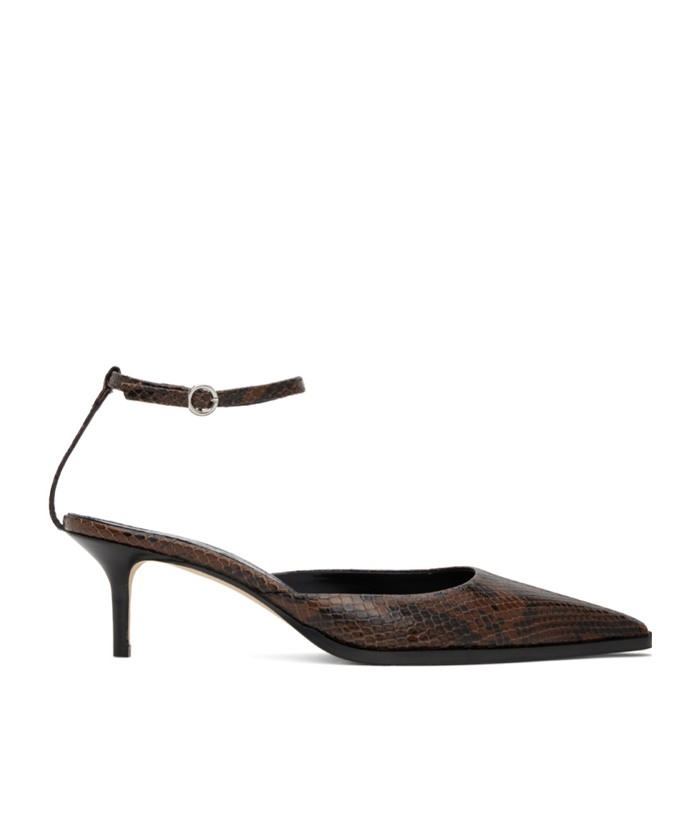 Aeyde Brown Sarina Ankle-strap Heels In Black