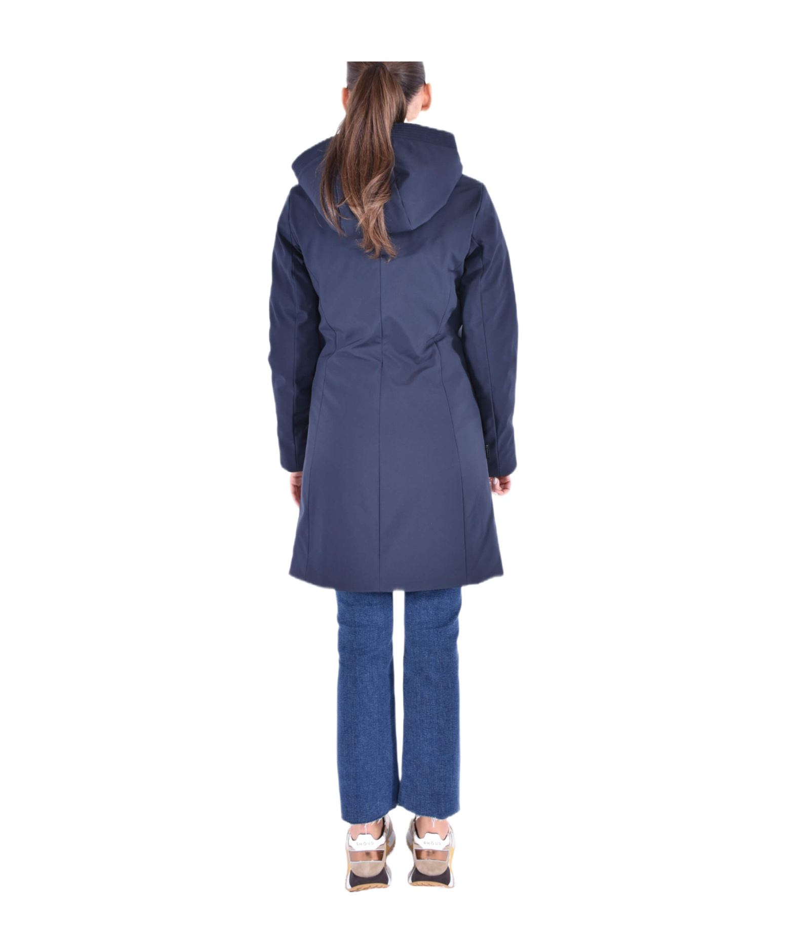 Woolrich Hooded Long Sleeve Quilted Parka Coat In Blue