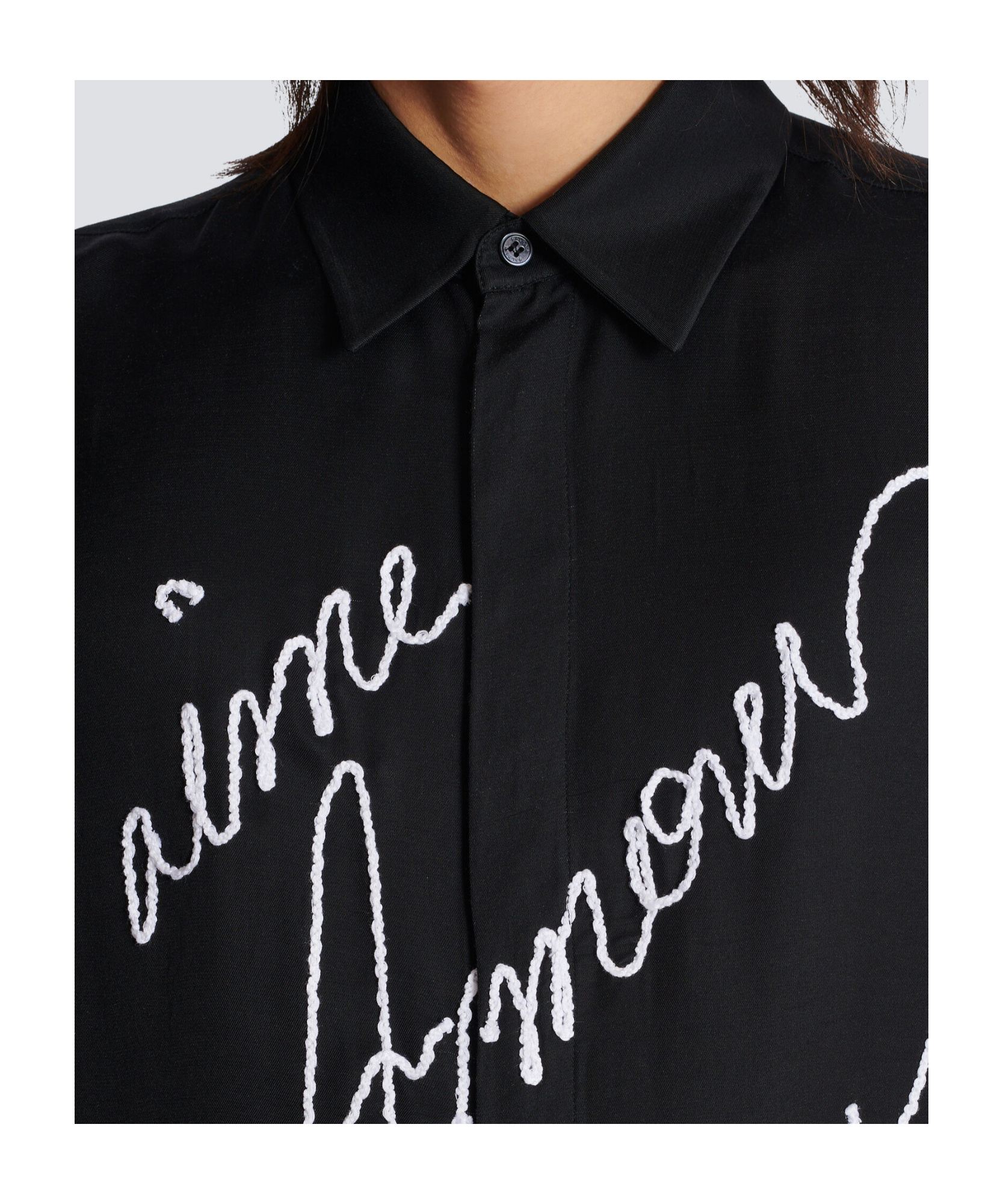 Balmain Love Letter Embroidered Shirt In Black