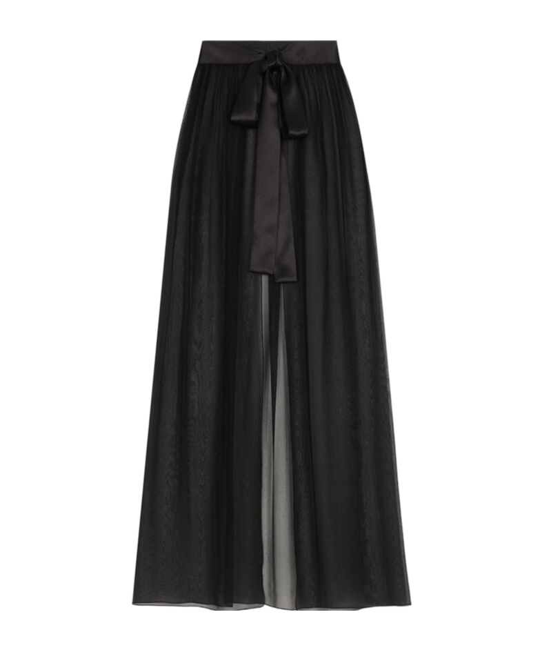 Dolce & Gabbana Black Silk Chiffon Maxi Skirt In Black