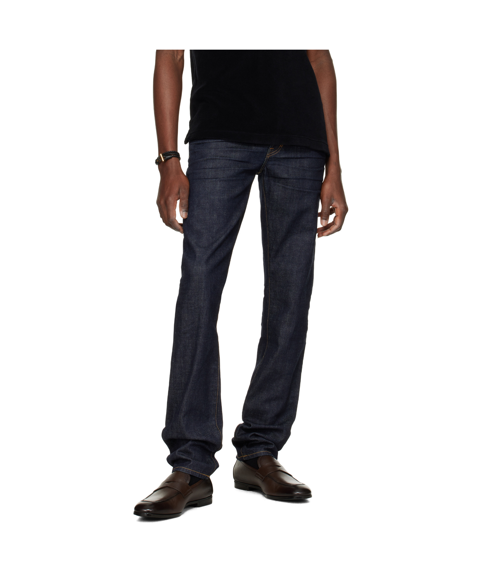 Tom Ford Brown Supple Grain Leather Sean Penny Loafers In Black