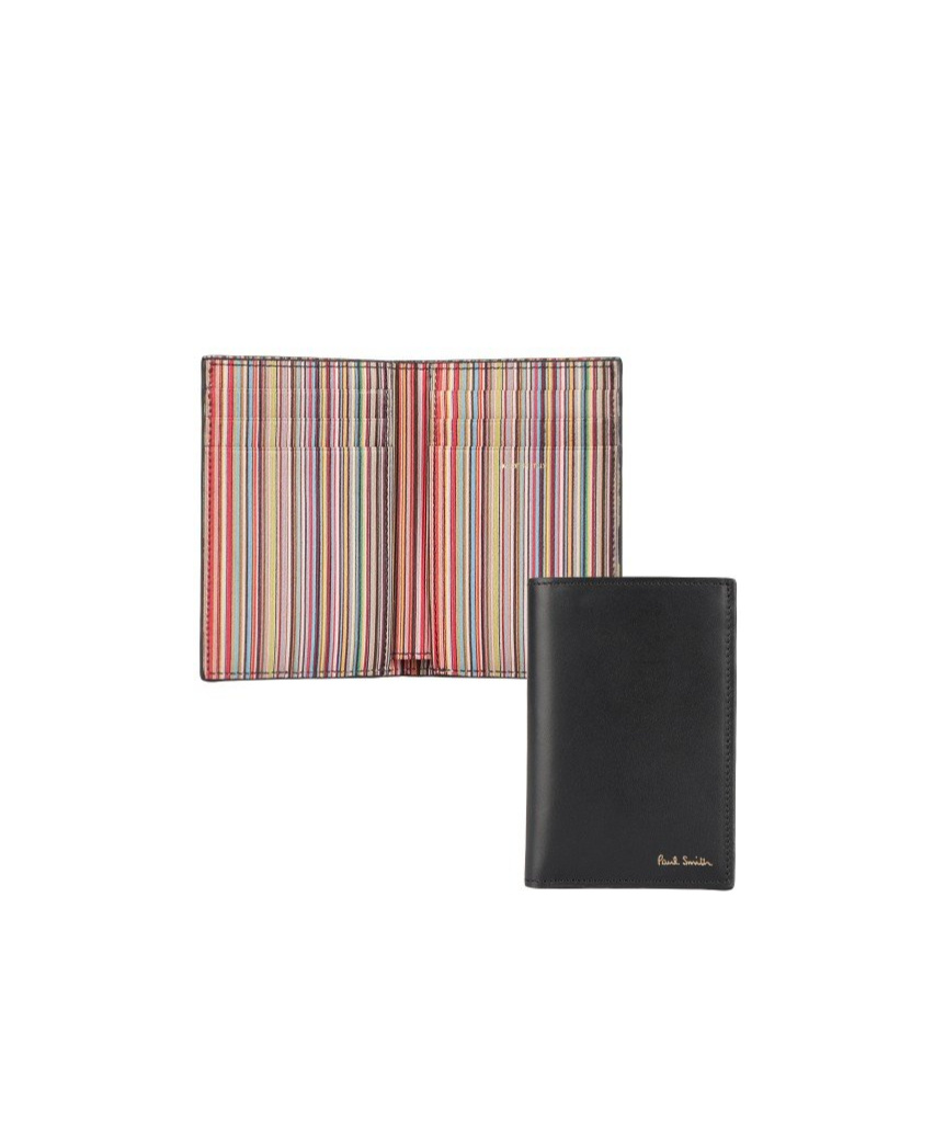 Paul Smith 'signature Stripe' Card Holder In Black