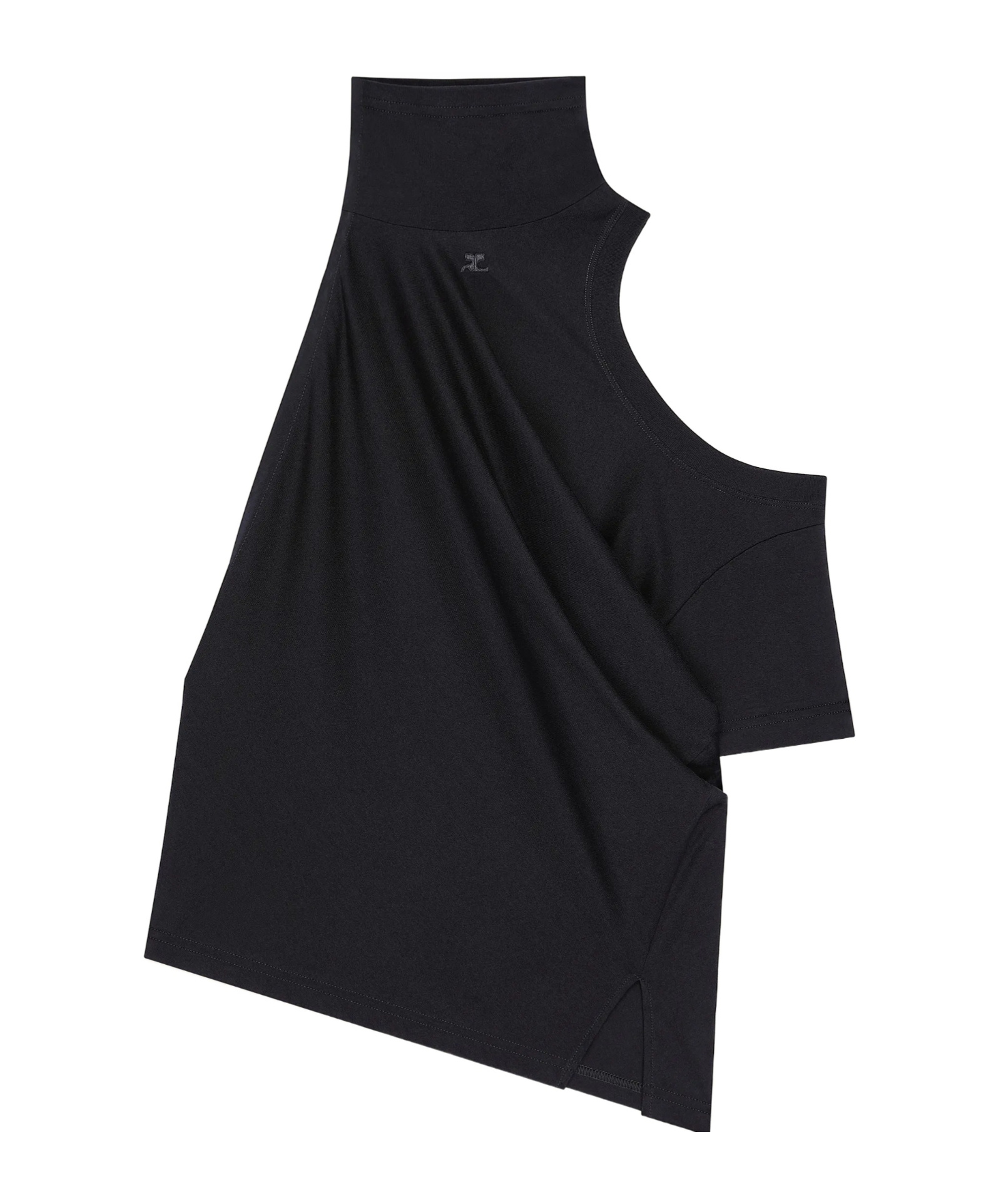 Courrèges Twisted Asymmetrical Cut-out Shoulder Blouse In Black