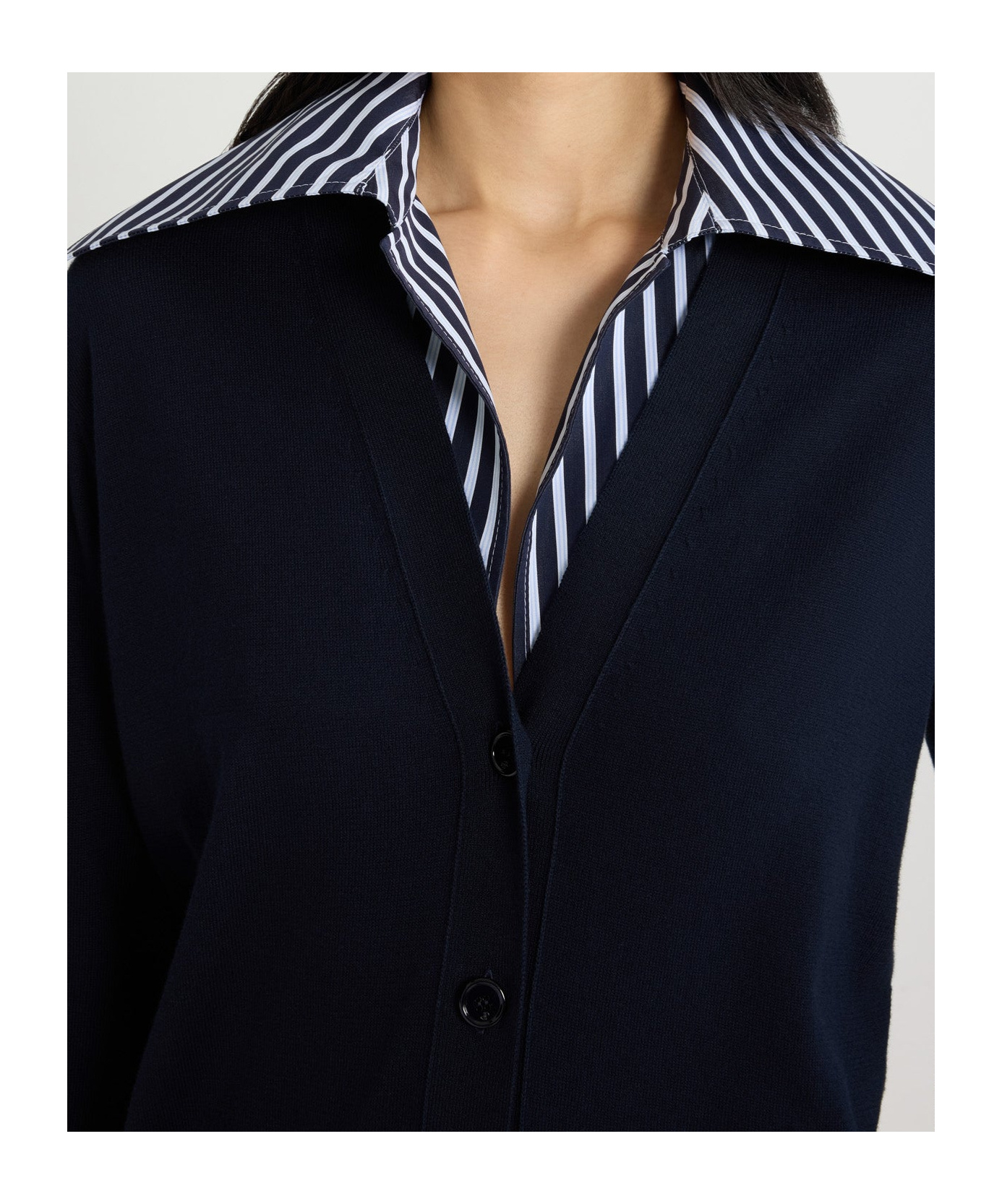 Patou Trompe L'oeil Cotton Cardigan In Blue