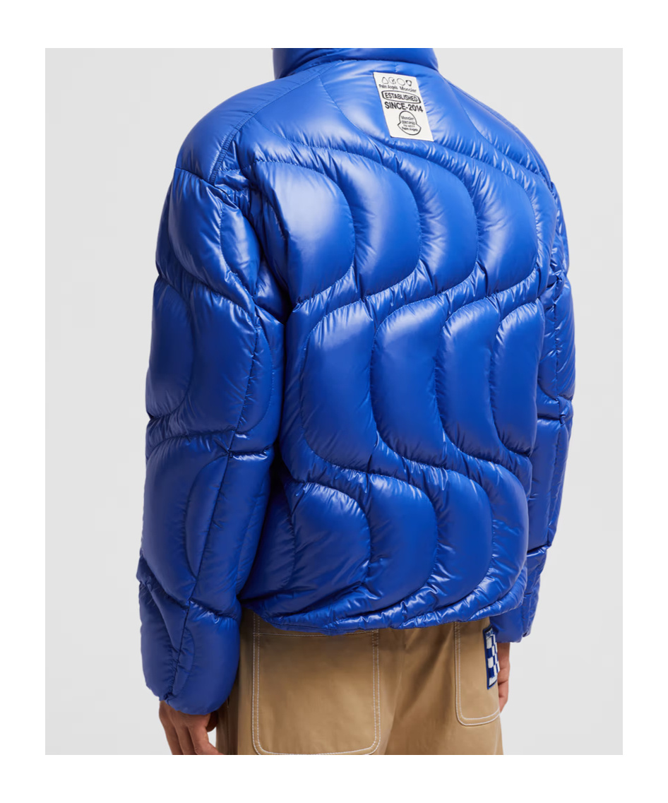 Moncler X Palm Angels Haunani Short Down Jacket Blue In Blue