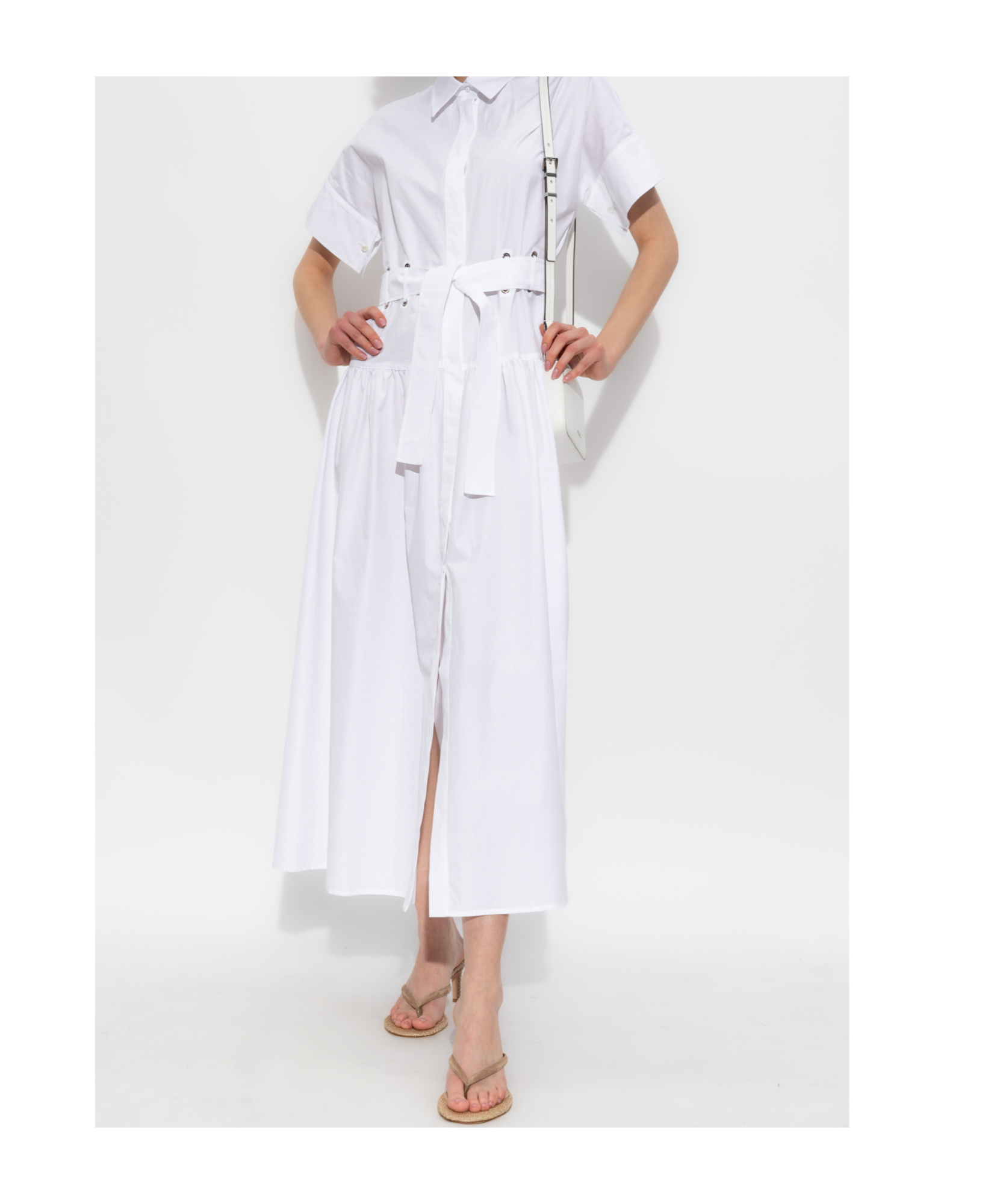 Max Mara Short Sleeve Dress In White