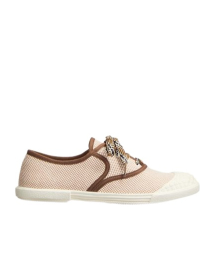 Valentino Bay By Bay Bicolor Canvas Low-top Sneakers In Tobacco Color