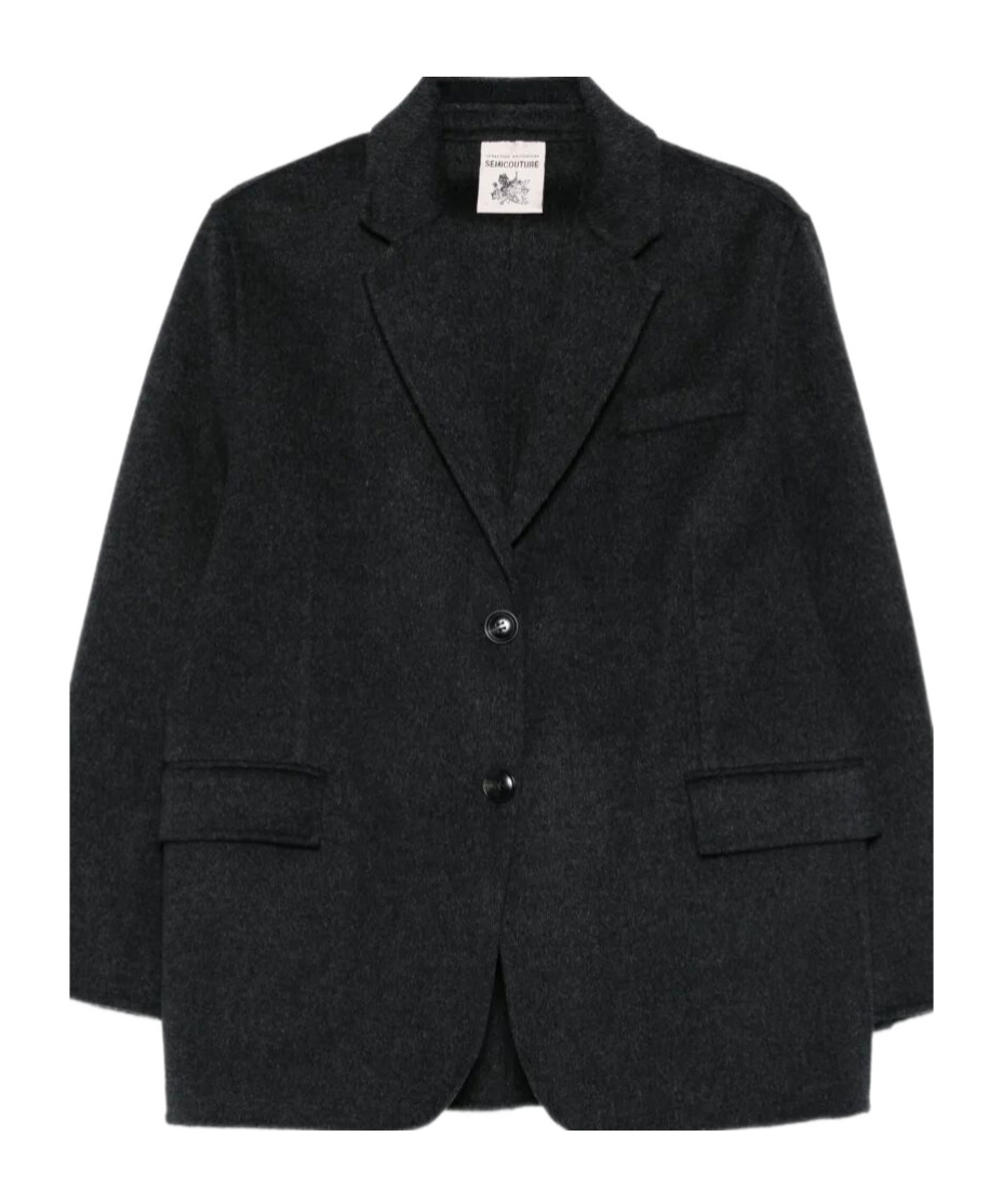 Semicouture Buttoned-up Flap-pocket Blazer In Black