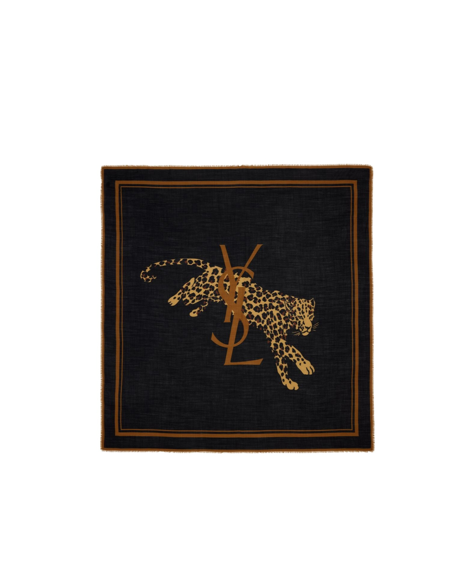 Saint Laurent Cassandre Large Square Scarf In Wool Twill In Black