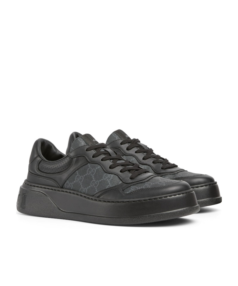 Gucci Chunky Sneakers Lace-up Perforated Panels In Black