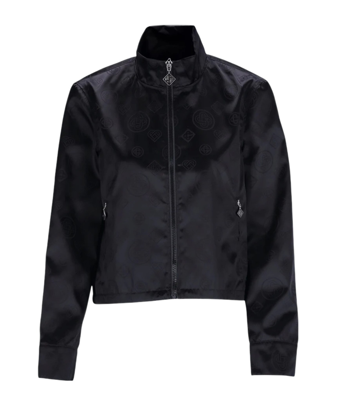 Casablanca Monogram Pattern High Collar Jacket In Black