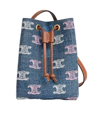 Celine Micro Sailor In Denim With Triomphe All Over In Blue