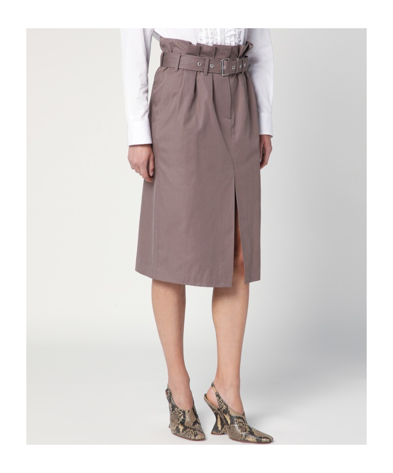 Dries Van Noten Taupe Skirt In Cotton With Belt Women