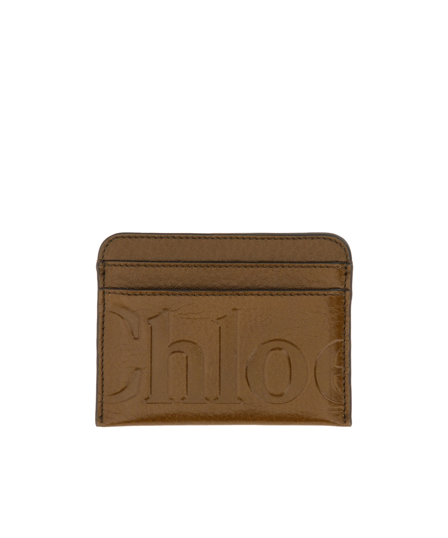 Chloé Logo Embossed Cardholder In Green