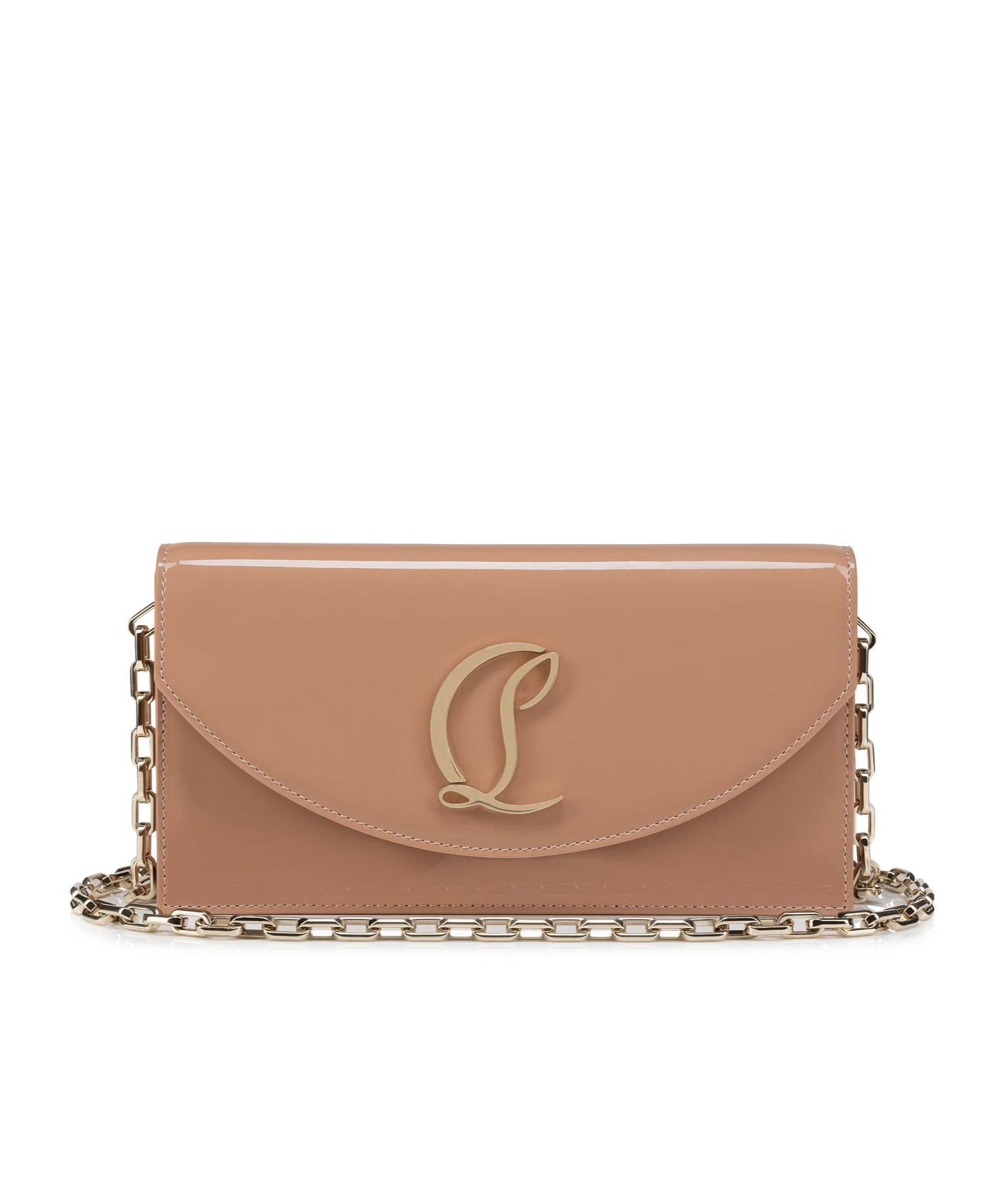 Christian Louboutin Loubi54 Flap Patent Leather Clutch Bag In Pink