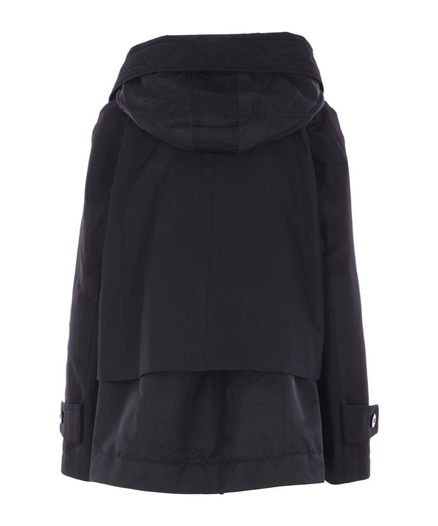 Sacai Double-layer Hooded Jacket In Black