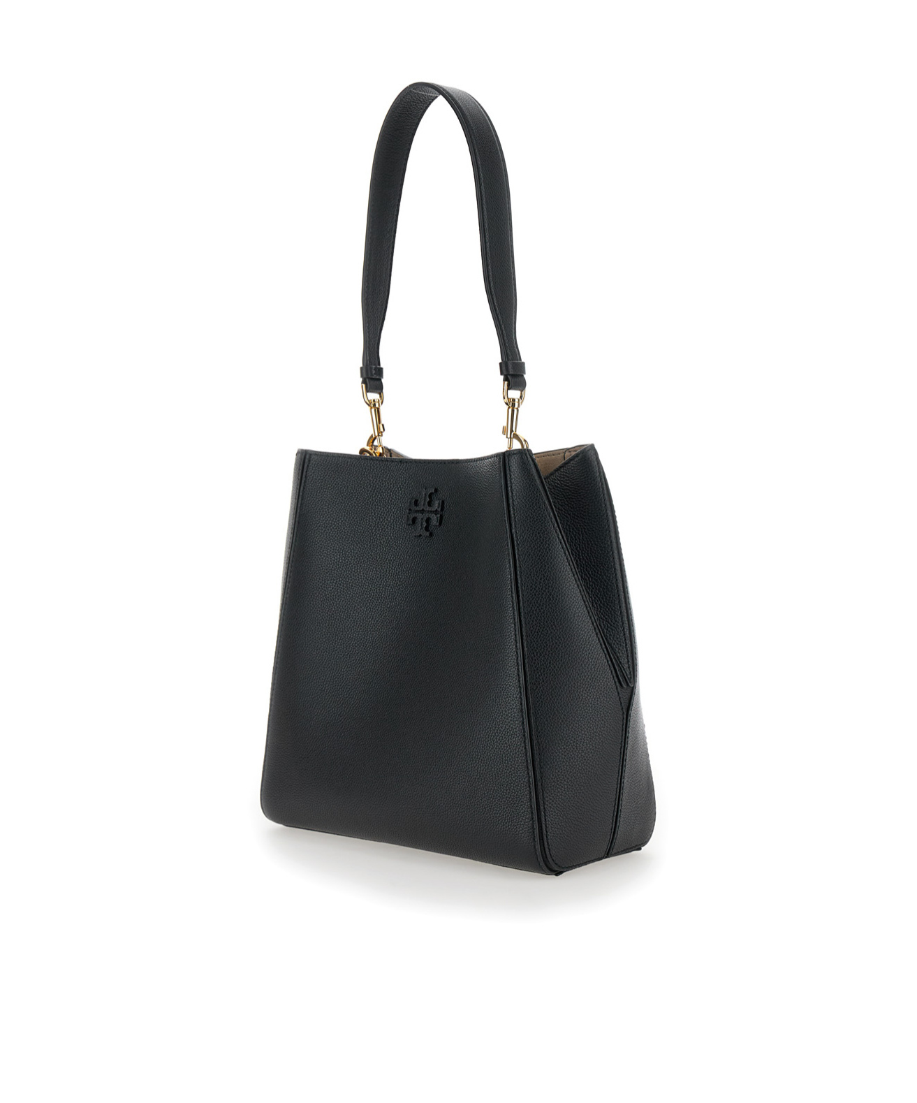 Tory Burch Mcgraw Leather Bucket Bag In Black