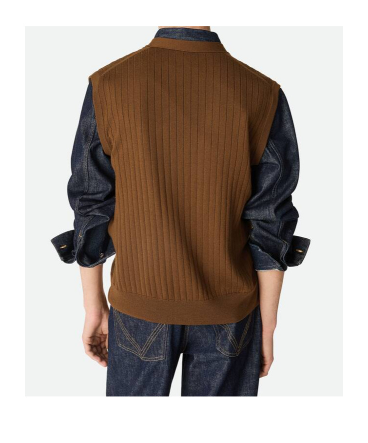 Bottega Veneta Wool Vest With V-neckline And Ribbed Texture In Brown