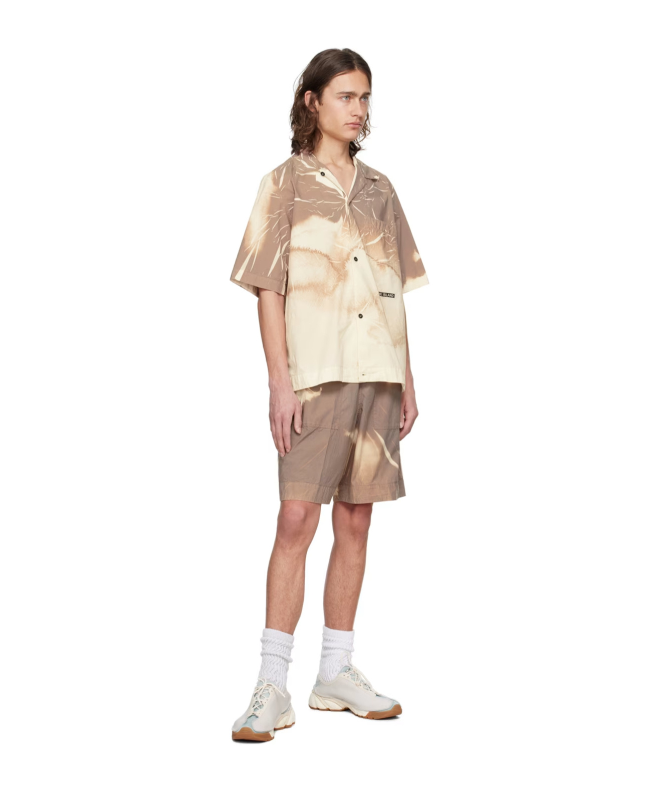 Stone Island Abstract-print Short-sleeve Shirt In Gray