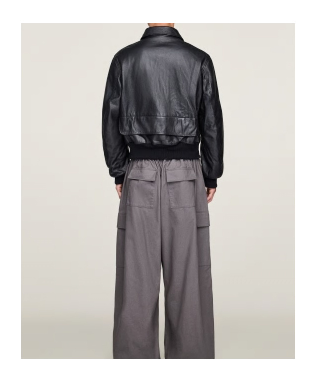 Y-3 Leather Bomber Jacket In Black