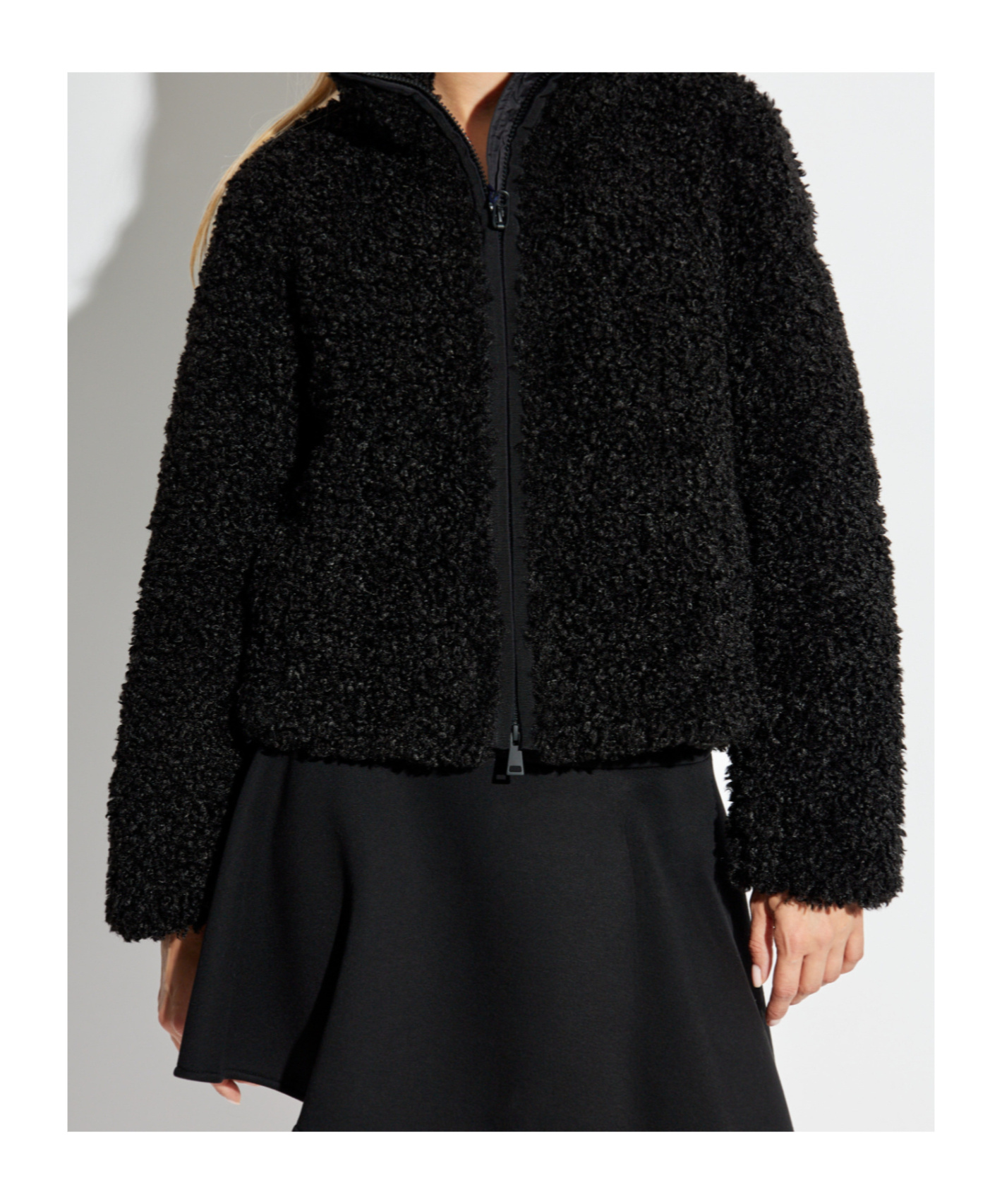 Shop Moncler Faux Shearling Jacket In Black