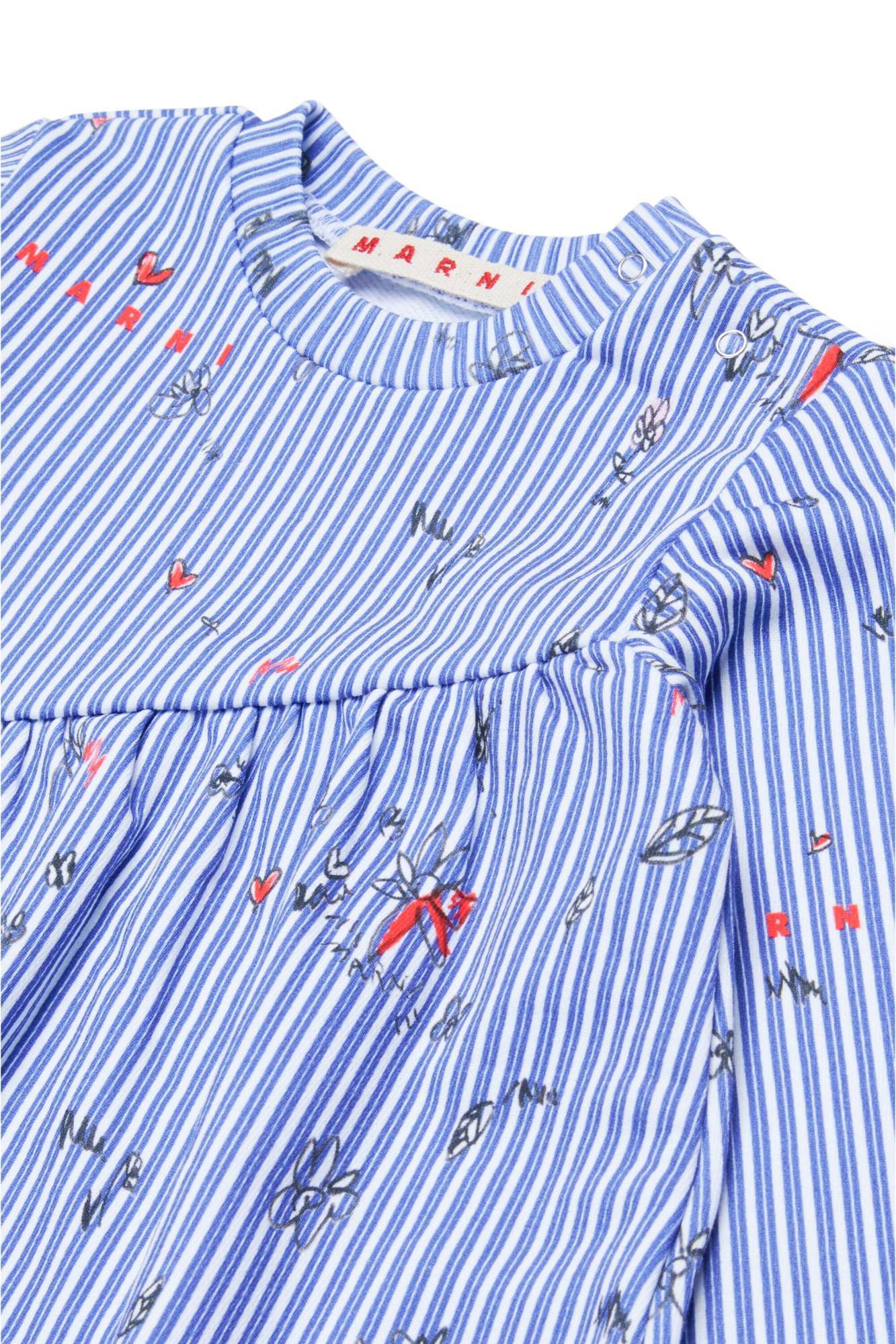 Marni Stripe-print Cotton Dress In Blue