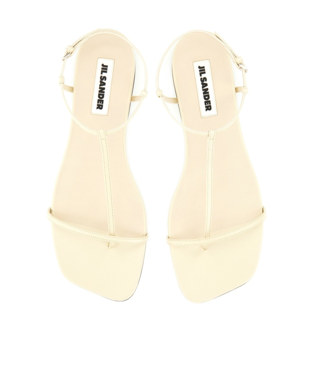 Jil Sander 10mm Leather T-bar Sandals In Nude