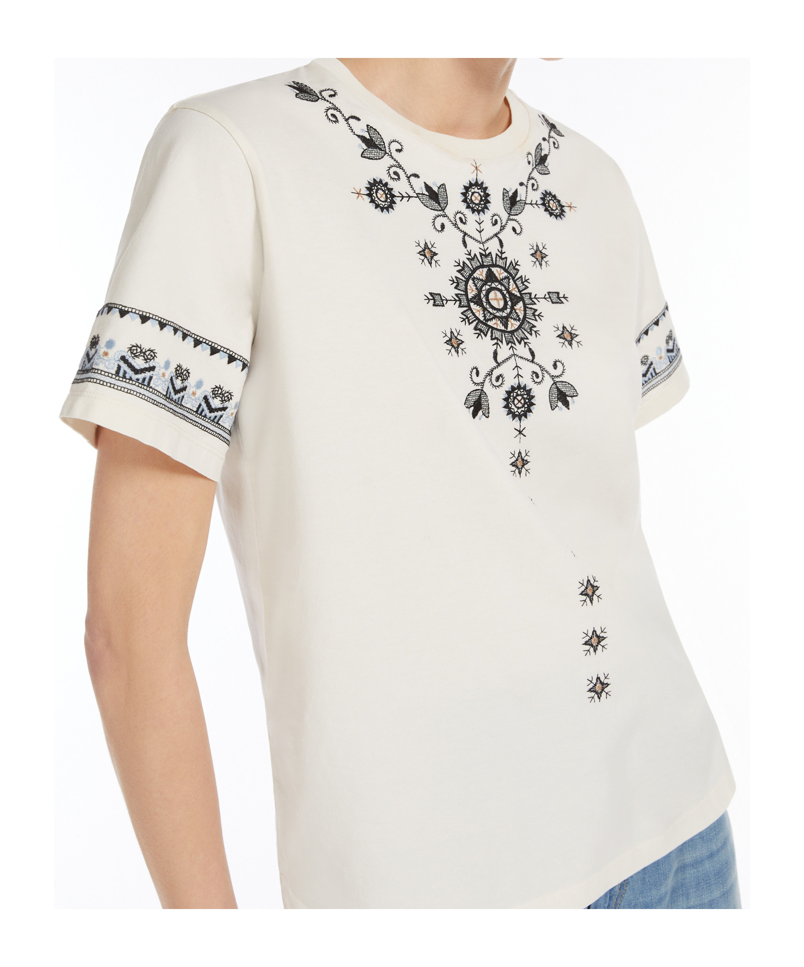 Weekend Max Mara Round Neck Short Sleeve T-shirt In White