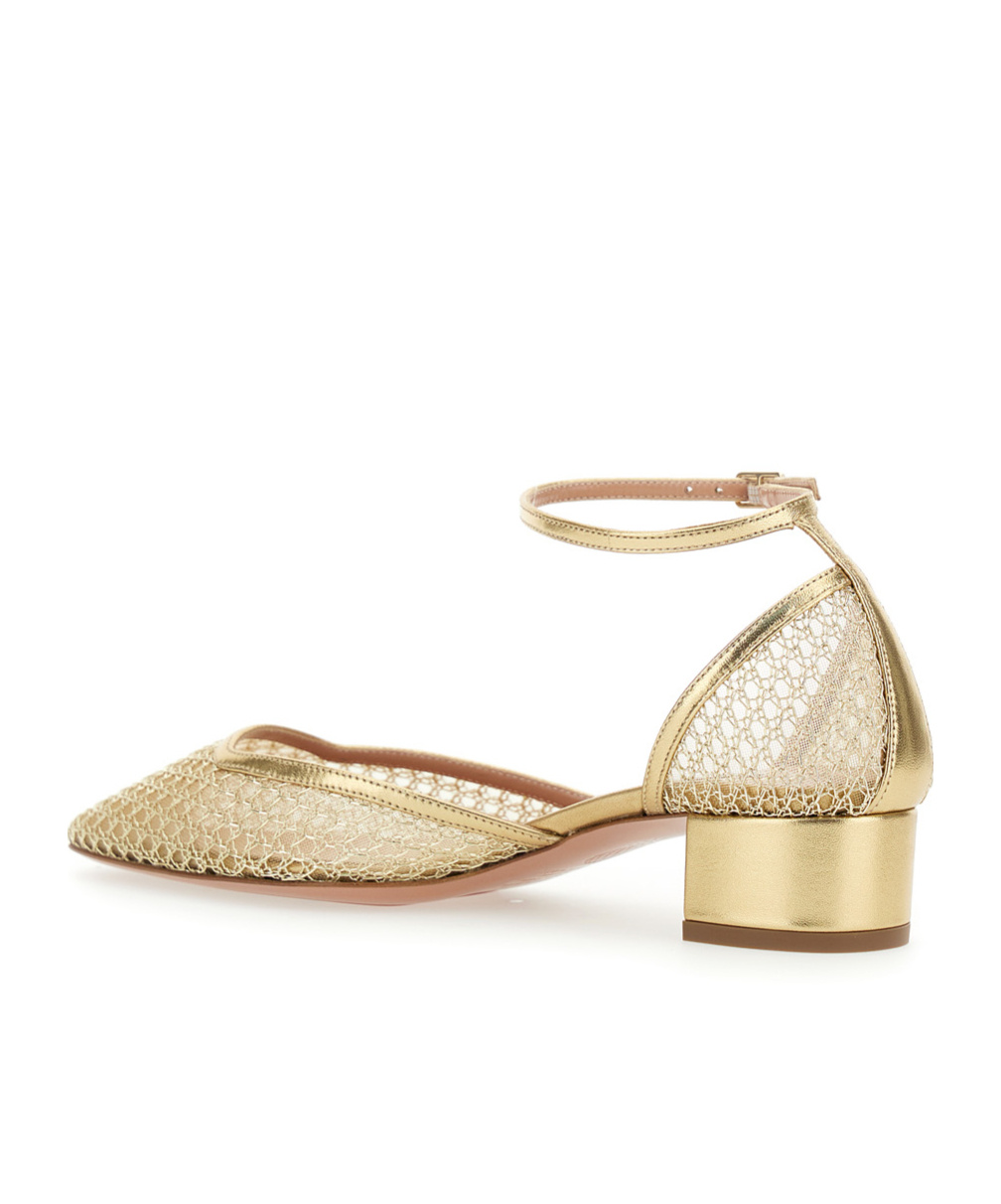 Aquazzura Asha 35 Leather-trimmed Mesh Pumps In Nude
