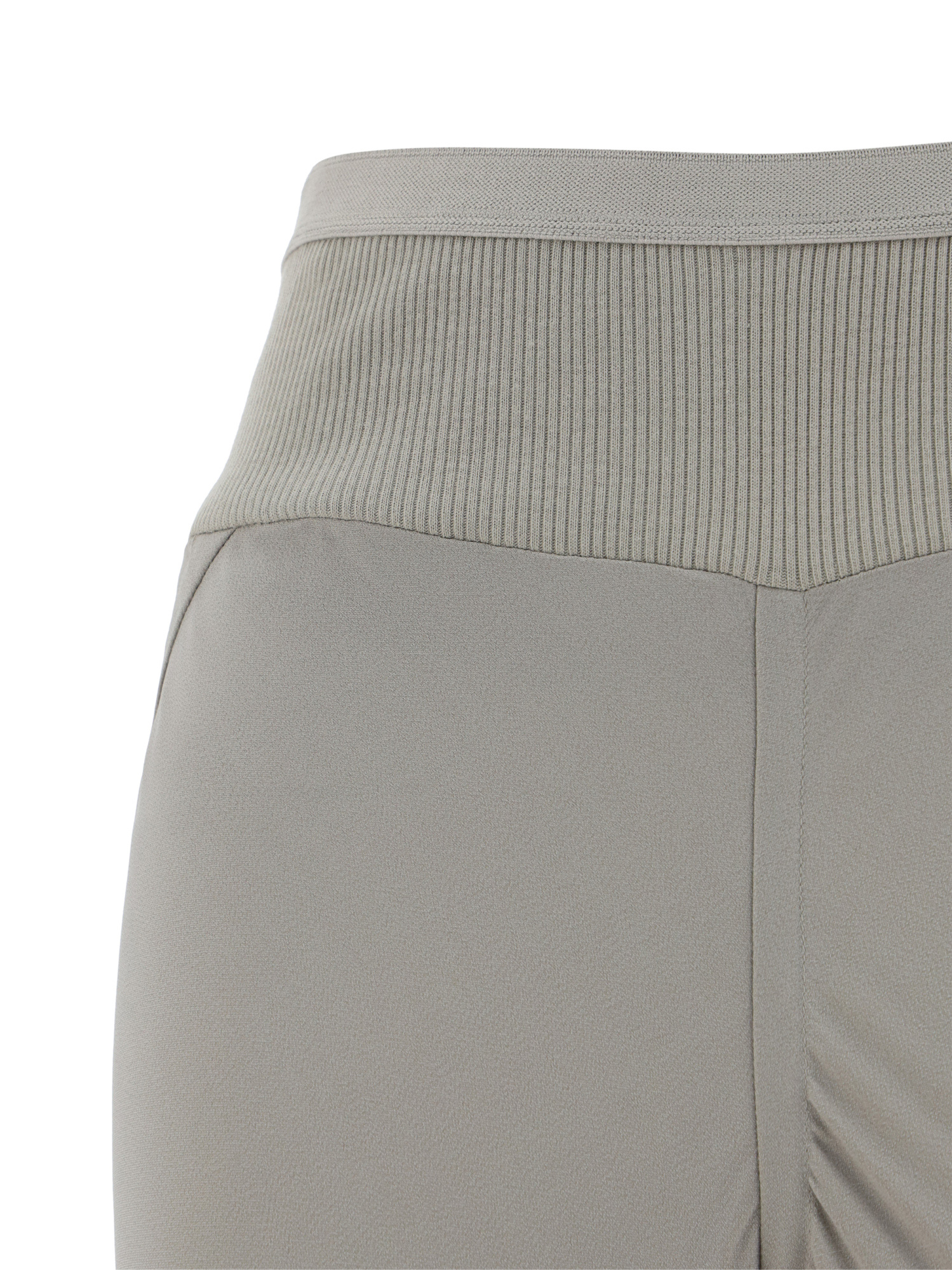 Rick Owens Ribbed-waistband Wide-leg Trousers In Gray
