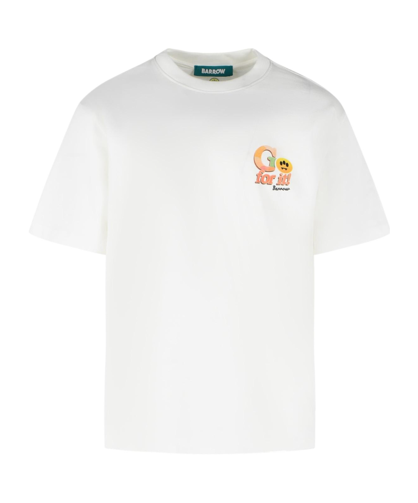 Barrow Bear Print With Back Stitched Trim T-shirt In White