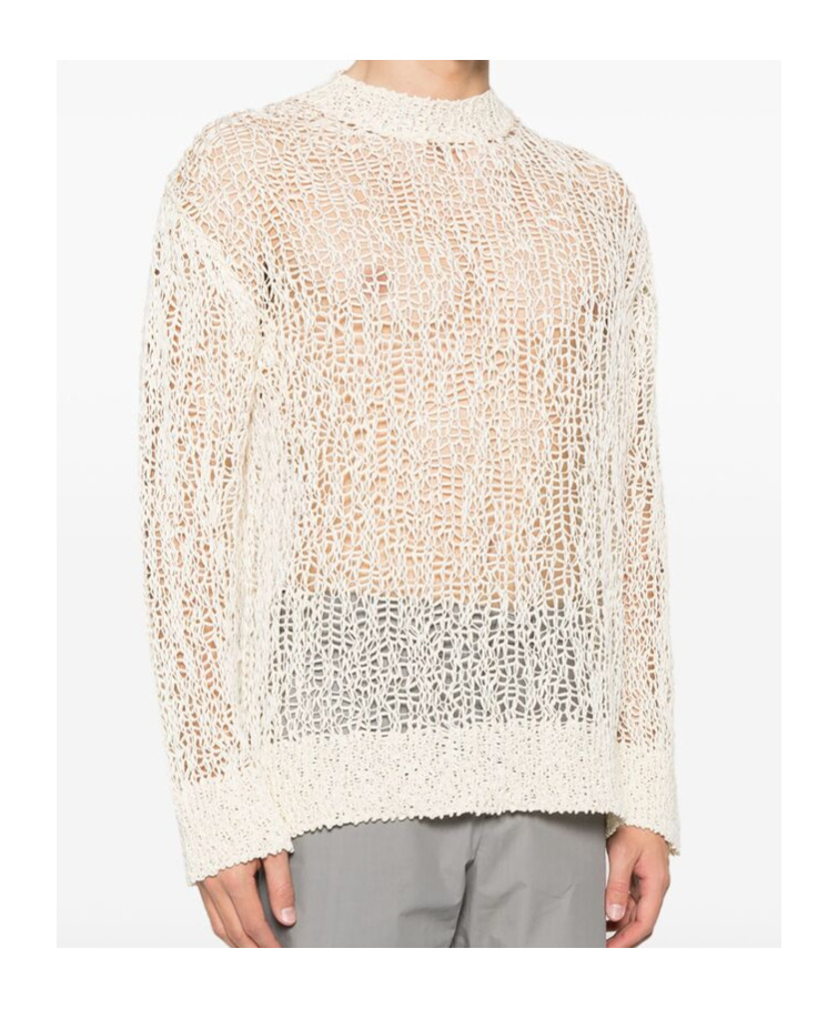 Jil Sander Open-knit Sweater In White