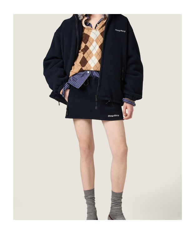 Miu Miu Drawstring Mini Skirt In Blue