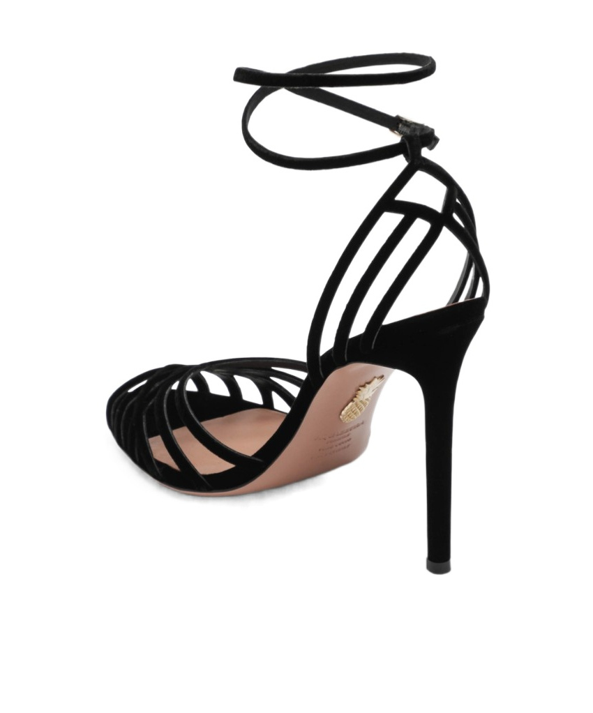 Aquazzura Wild Dream 105 Velvet Sandals In Black