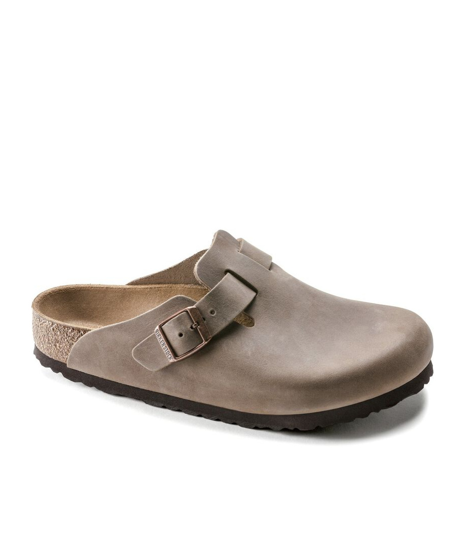 Birkenstock Boston Oiled Suede Slides In Brown