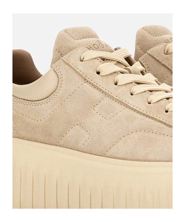 Hogan H-stripes Suede Platform Sneakers In Neutral