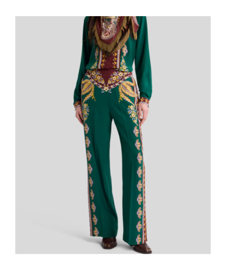 Etro Printed Trousers In Green