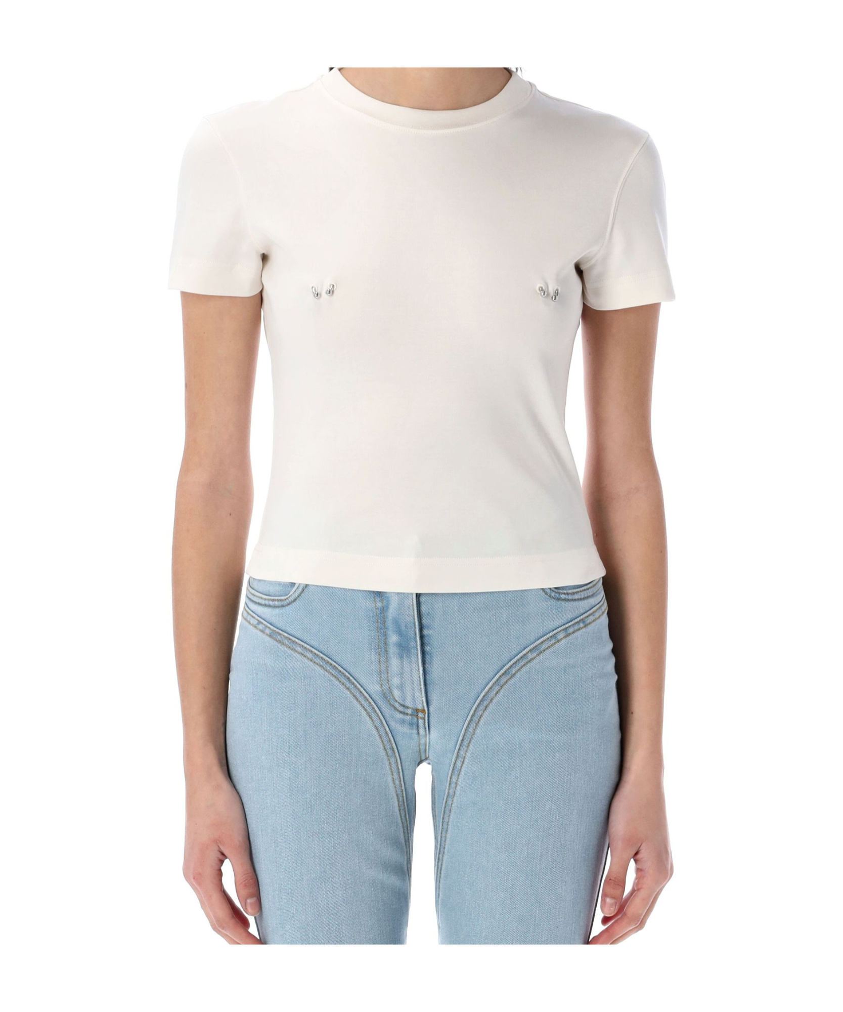 Mugler Woman T-shirt White Size Xs Cotton In White