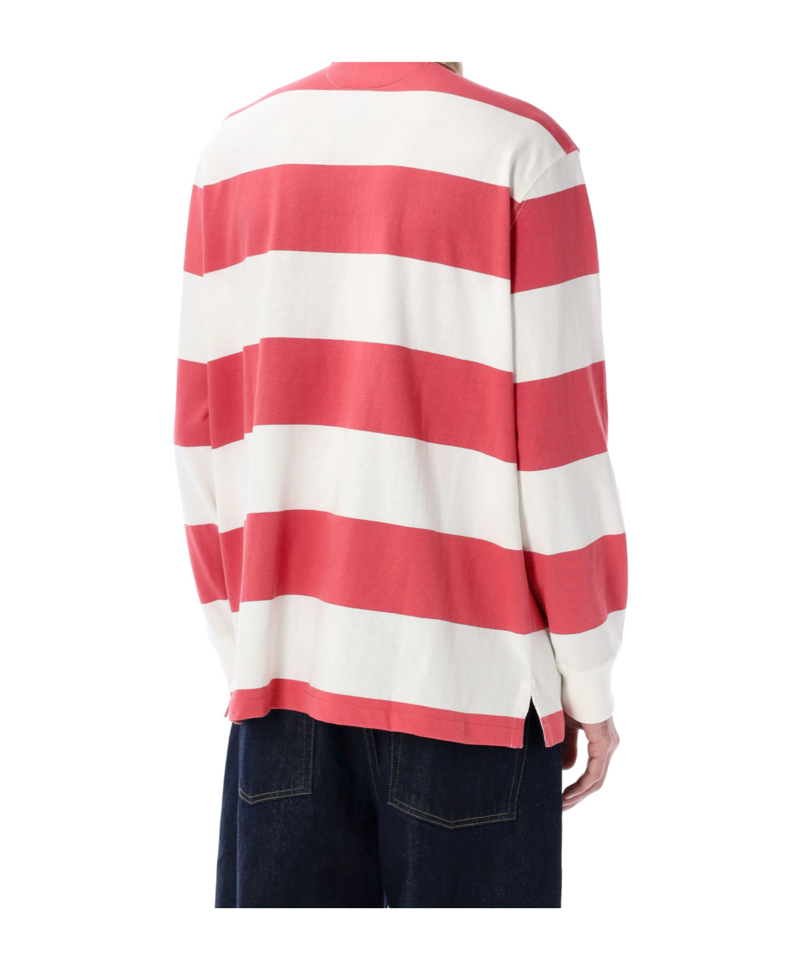 Polo Ralph Lauren Classic Fit Khaki Collar Rugby Shirt In White