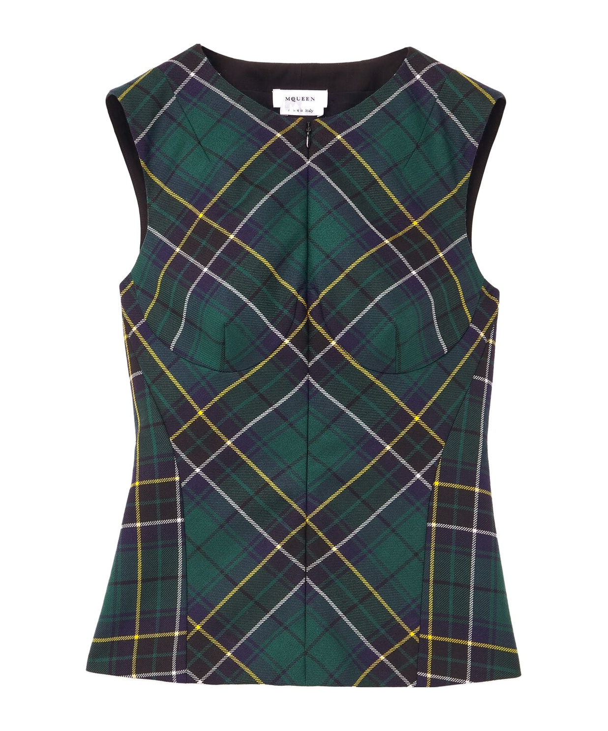 Alexander Mcqueen Sleeveless Wool Tartan Top In Green