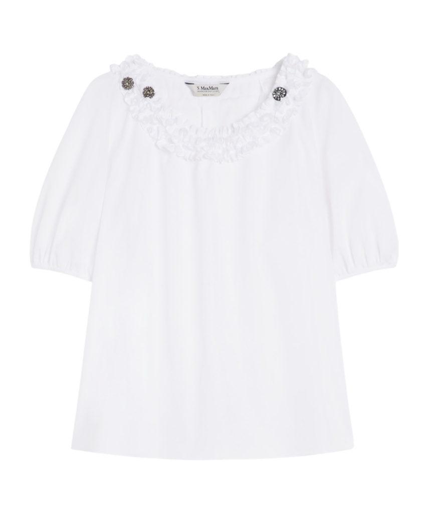 Max Mara Cotton Poplin Blouse In White